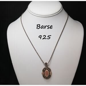 Barse 925 Sterling Silver Pink Mother of Pearl Pendant Necklace